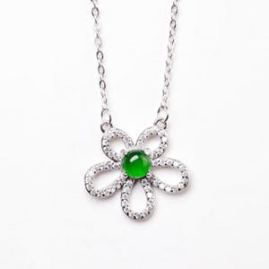 Natural Guatemala Jade Pendant Necklace, Sterling silver Green Jade Pendant, untreated jade, Type A Jade, Jade pendant necklace