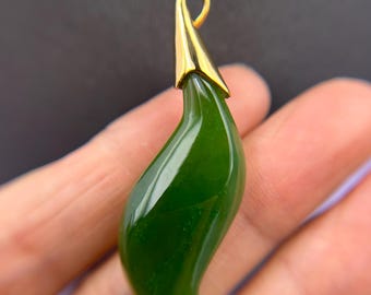 Canada Nephrite Jade Pendant (only), Sterling silver Green Jade Pendant, untreated jade,  A+ quality nephrite Jade, Jade Pendant