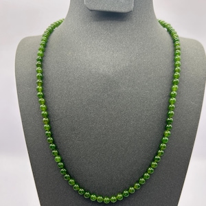 4mm Canada Nephrite Jade necklace, natural green nephrite jade necklace, Sterling silver green jade, untreated jade necklace