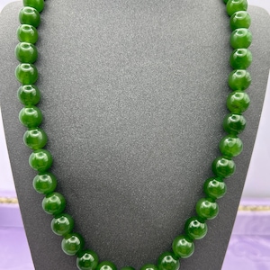 High Quality 9mm Canada Nephrite Jade necklace, natural green nephrite jade necklace, Sterling silver green jade, untreated jade necklace
