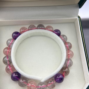 9mm High Quality Natural Super Seven Bracelet, Super 7 Quartz Bead Bracelet, Top Grade Quartz Bracelet