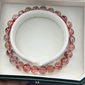High quality Natural Rutilated Quartz Bracelet, natural quartz bracelet, red rutilated quartz, untreated rutilated quartz bracelet