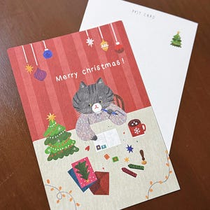 Cat's Christmas postcard
