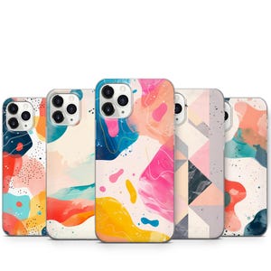 Färgglatt abstrakt minimalistiskt telefonskal för iPhone 17 ProMax 16 15 14 13 12 11 X Samsung S26 Ultra S25 S24 S23 S21 A37 A57 Pixel 9 Pro 8