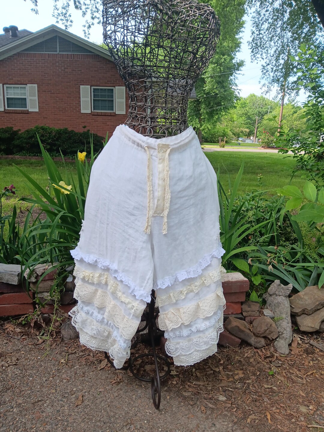 Women Summer Retro Pure Color 100%Linen Bloomers main image 0