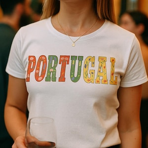 Portugal Women’s T-Shirt, Floral PORTUGAL Varsity Design, Portuguese Supporters Tee, Carnation & Lavender Heritage Shirt