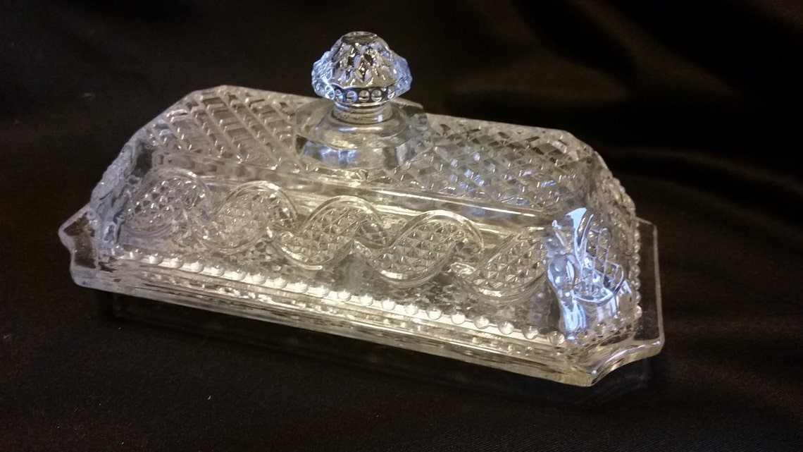 Vintage Avon Crystal Butter Dish Etsy