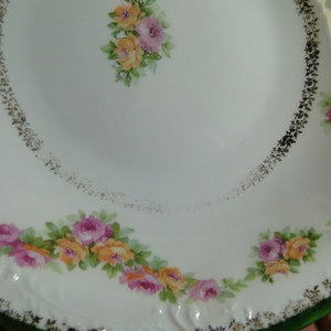 Vintage Shabby Chic Floral Bowl - nine inches across - 2 1/2 inches deep