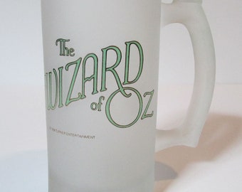 8 oz Frosted Glass Mug Featuring the Wizard of Oz Logo and Movie Credits