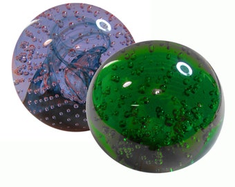 Paperweight, Glass, Round, Caithness Glass, Green, Blue, Vintage
