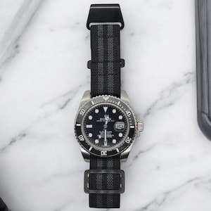 French Marine Nationale Elastic Watch Straps – Spectre James Bond Black Grey PVD 20mm & 22mm