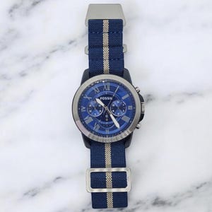 French Marine Nationale Elastic Watch Straps – Blue Khaki 20mm & 22mm