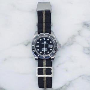 French Marine Nationale Elastic Watch Straps – Black Khaki 20mm & 22mm