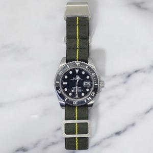Cinturini elastici per orologi della Marine Nationale francese - Verde Giallo 20 mm e 22 mm