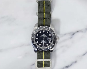 French Marine Nationale Elastic Watch Straps – Green Yellow 20mm & 22mm
