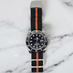 French Marine Nationale Elastic Watch Straps – Black Orange 20mm & 22mm