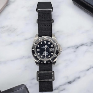 French Marine Nationale Elastic Watch Straps – Black PVD 20mm & 22mm