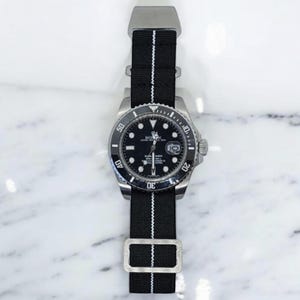 French Marine Nationale Elastic Watch Straps – Black Red 20mm & 22mm