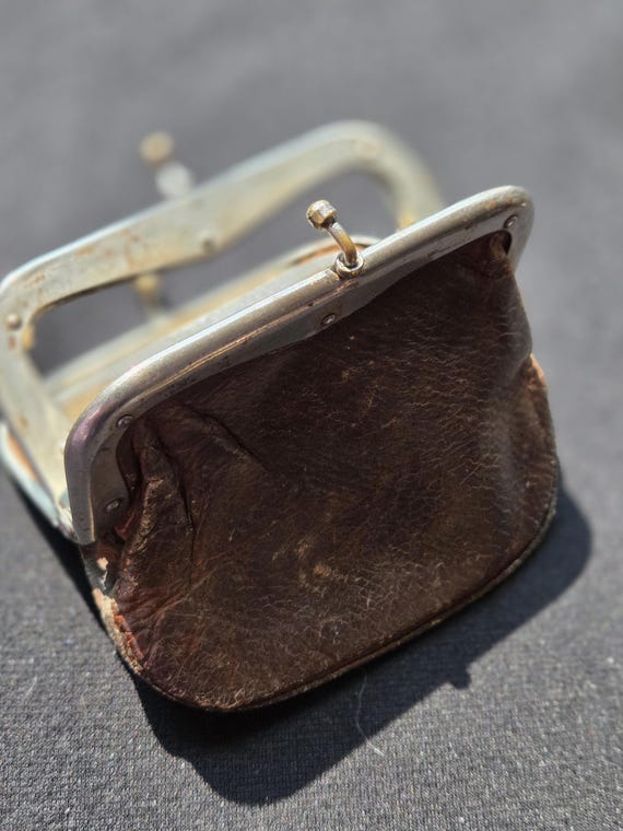 1930s Leather Coin Purse, Art Deco Era Change Wal… - image 7