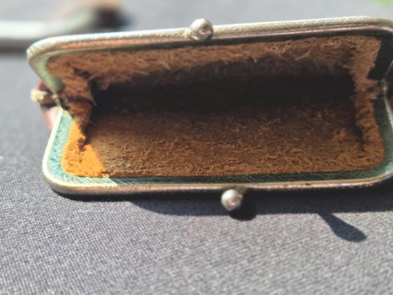 1930s Leather Coin Purse, Art Deco Era Change Wal… - image 4