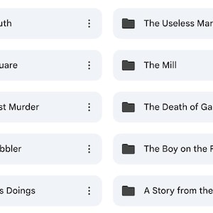 Pode incluir: Uma s&eacute;rie de pastas digitais, cada uma com um t&iacute;tulo. Os t&iacute;tulos incluem "The Youth", "The Useless Man", "The Square", "The Mill", "The First Murder", "The Death of Gamsız", "The Cobbler", "The Boy on the Funicular", "Spring's Doings" e "A Story from the Forest".