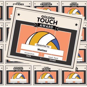 Editable Volleyball Award Certificates