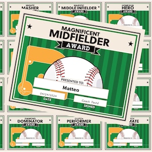 Editable Baseball Award Certificates