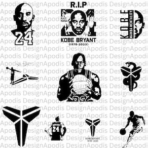 May include: Black and white digital art print featuring a basketball player, a snake, and a basketball logo. The print includes the text "Kobe Bryant (1978-2020)" and "Mamba Mentality".