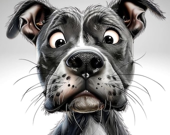 Quirky Dog Clip Art, Funny Dog Images, Dog Clipart, Watercolor Clipart, Crafts, High Quality PNG, Transparent Background, Pit Bull Terrier