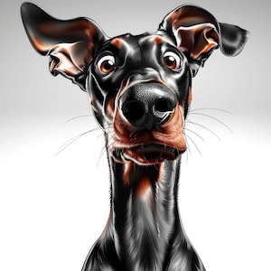 Quirky Dog Clip Art, Funny Dog Images, Dog Clipart, Watercolor Clipart, For Crafts, High Quality PNG, Transparent Background, Doberman