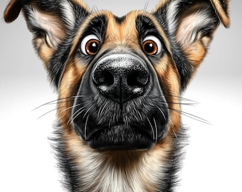 Quirky Dog Clip Art, Funny Dog Images, Dog Clipart, Watercolor Clipart, Crafts, High Quality PNG, Transparent Background, German Shepherd