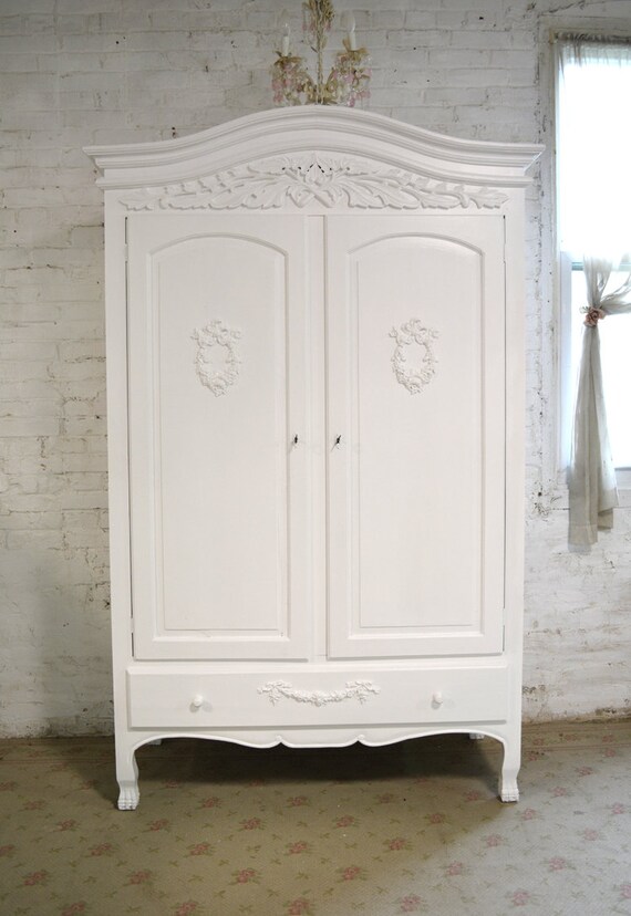 French Armoire Painted Cottage Chic Shabby French Romantic Etsy