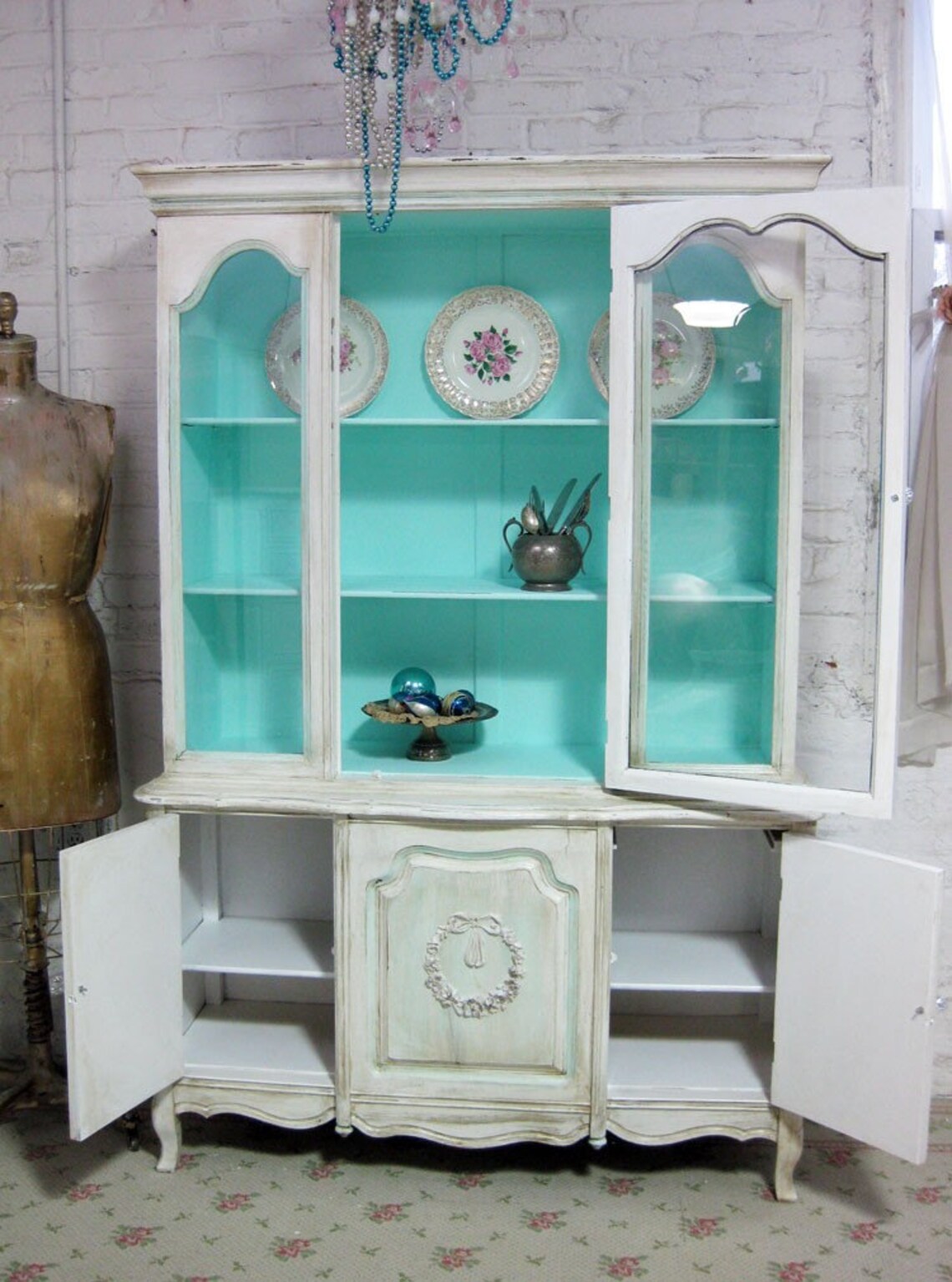 Vintage China Aqua with Tea stain Finish Etsy