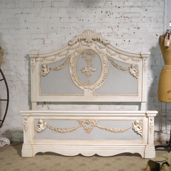 Painted Cottage Shabby Romantic Princess Cherub Angel Twin / Double /Full Bed BD792