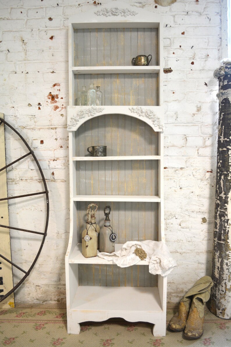 Painted Cottage Chic Shabby White Handmade Bookcase / Display Etsy