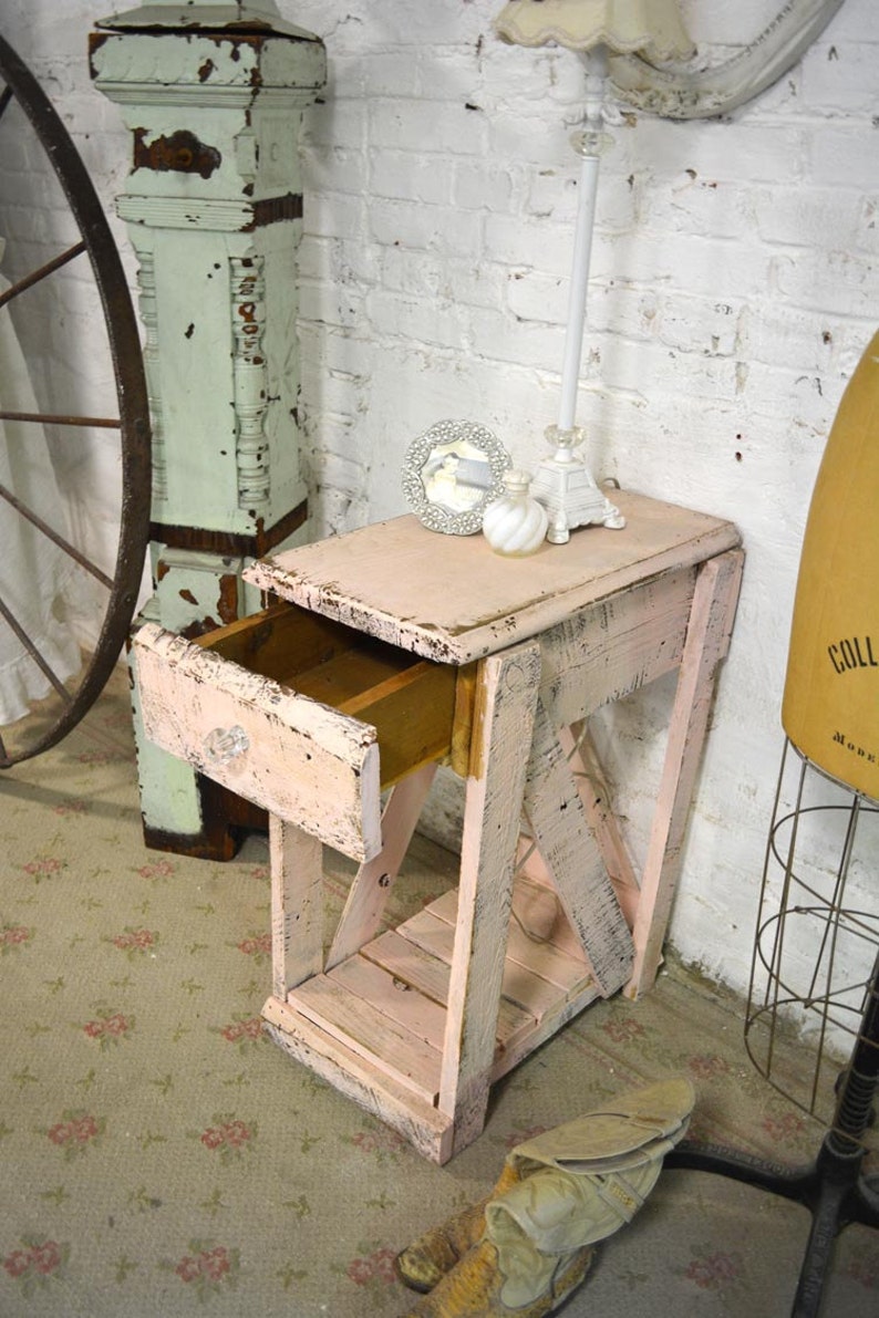 Painted Cottage Chic Shabby Romantic French Night Table NT881