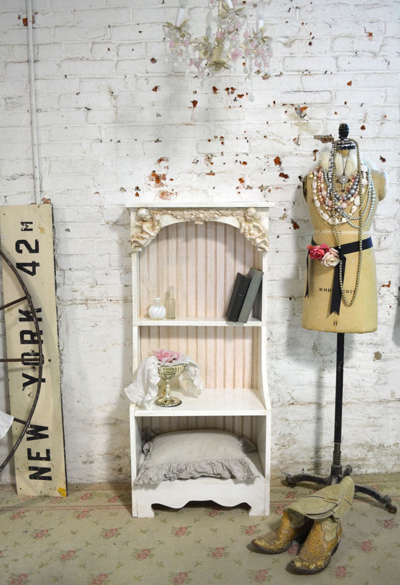 Painted Cottage Chic Shabby White Handmade Bookcase / Display Etsy