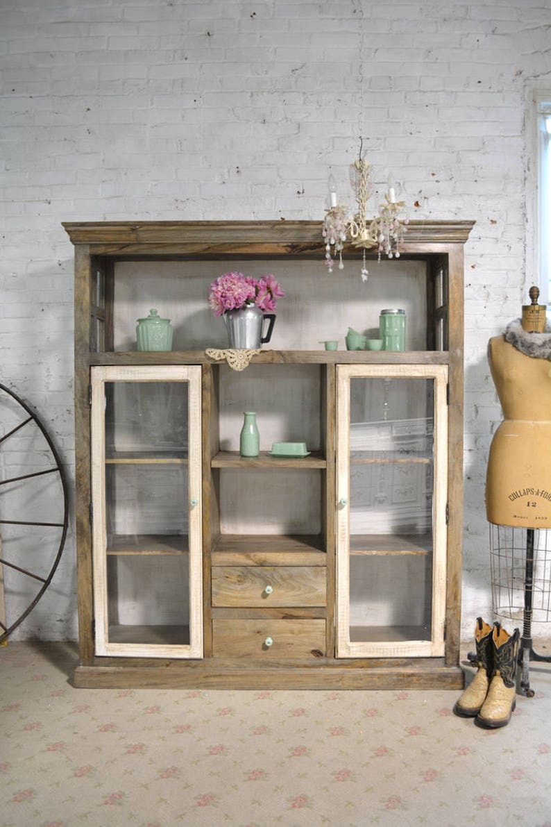 Painted Cottage Chic Shabby Cape Cod Farmhouse Cabinet Cc1032 Image 0
