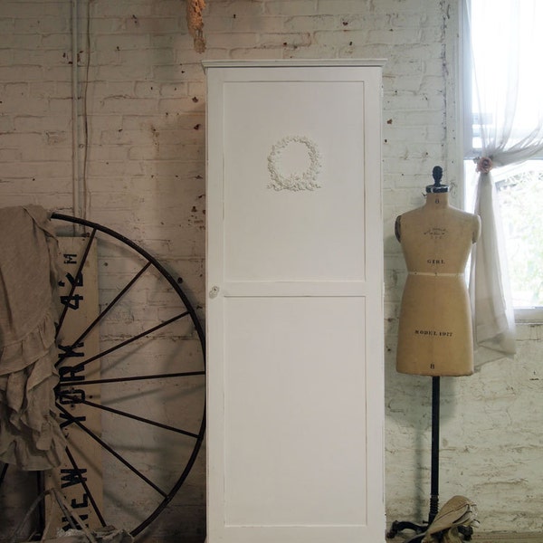 Painted Cottage Chic Shabby White Armoire AM250