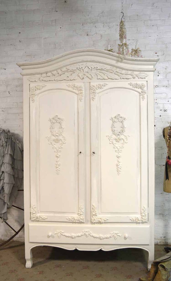 French Armoire Painted Cottage Chic Shabby French Romantic Etsy