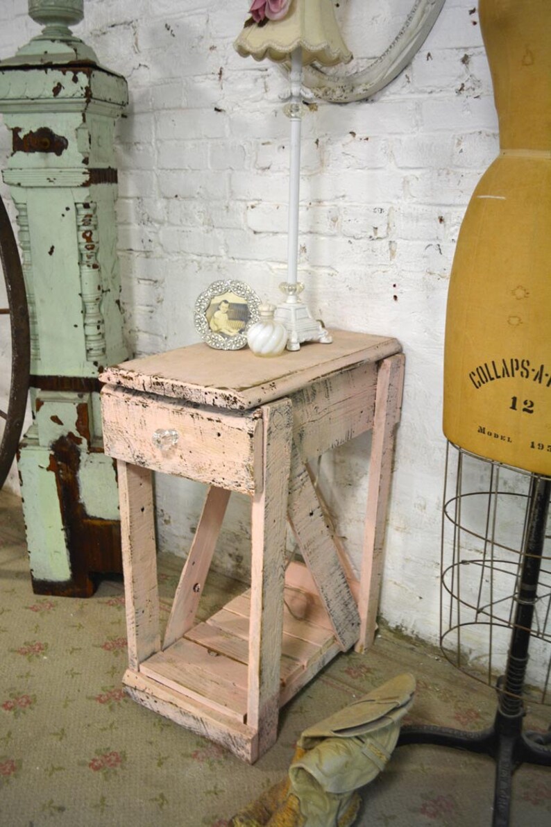 Painted Cottage Chic Shabby Romantic French Night Table NT881