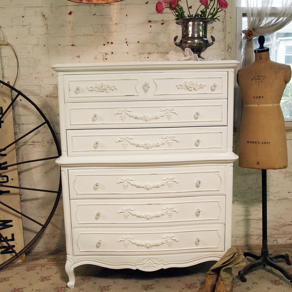 RESERVED for KRISTEN Painted Cottage Chic Shabby Romantic French Dresser CH320