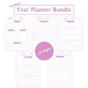 1 „Lover“ Year Planner Bundle Printable planner, Personal planner bundle, daily weekly monthly planner I Digital Download|