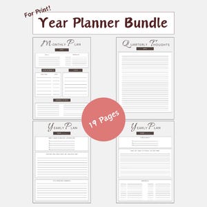 Printable Yearly Goal Tracker / Planning Bundle I Personal planner bundle, daily weekly monthly planner, Goal, Health, Productivity