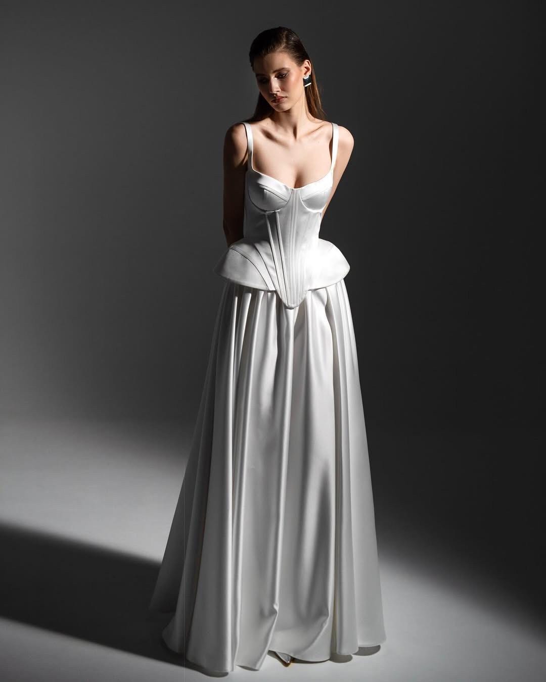 Minimalist Corset Silk Satin Wedding Dress,vintage Style Minimalist ...