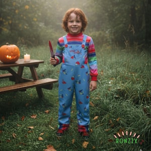 Costume for Kids – Scary Good Guy Doll Halloween Outfit | Spooky Toddler Jumpsuit | Creepy Cosplay for Boys & Girls