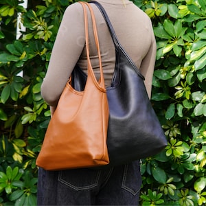 Bolso de piel sintética suave - Bolso vegano suave, elegante bolso de mano, bolso de hombro de piel vegana, minimalista, bolso de mano negro, elegante bolso de mano para ella