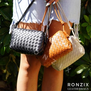 Luxus gewebte Knödel Tasche - Handgefertigte Leder Umhängetasche, Old Geld Style, Mini Loop Kamera Crossbody Tote, Designer Tasche