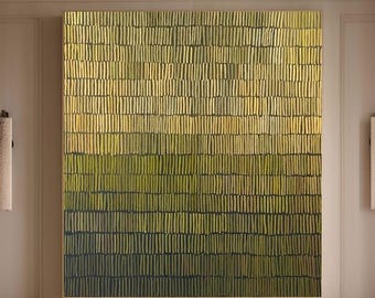 Green Wabi-Sabi Textured Wall Art – Minimalist Abstract Canvas Painting, Neutral 3D Artwork for Living Room Decor, Hand-painted Canvas Art