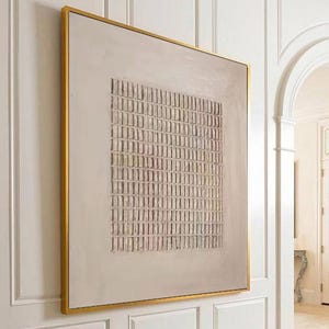 Minimalist Beige Geometric Abstract Art, Beige 3D Textured Painting, Handmade Canvas Art,Modern Neutral Wall Decor, Gallery Quality Painting